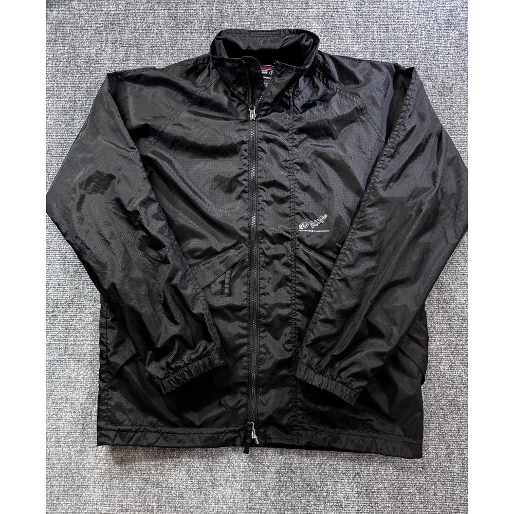 Vintage 90s Volcom Windbreaker Jacket Black Size Large Thrashed